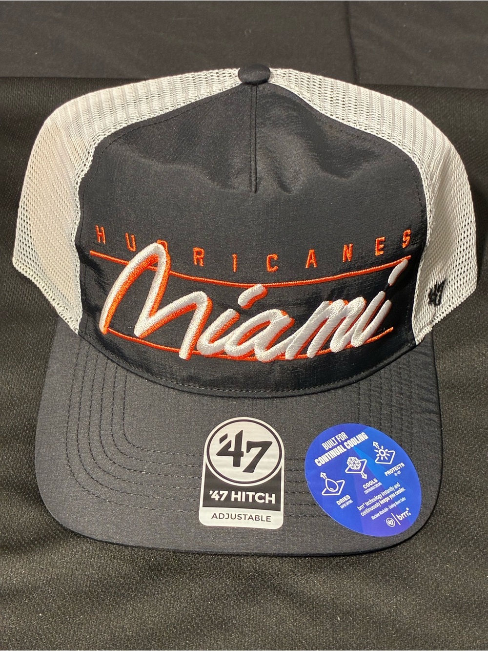 47 Brand Miami Hurricanes Mesh Trucker snap back Hat with Brrr technology